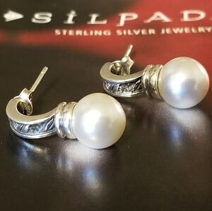 RARE Silpada Sterling Silver & Pearl Earrings